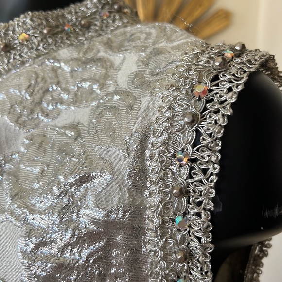 Silver lamé Evening gown, vintage. - Picture 4 of 7